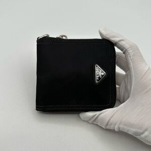 Prada Black Nylon Compact Zip-Around Wallet